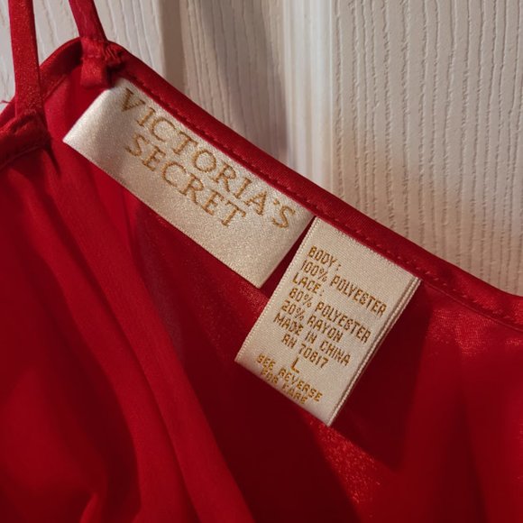 Victoria's Secret VTG 90s Y2K Red Lingerie Slip Dress Top Gold Placeholder - Picture 2 of 2